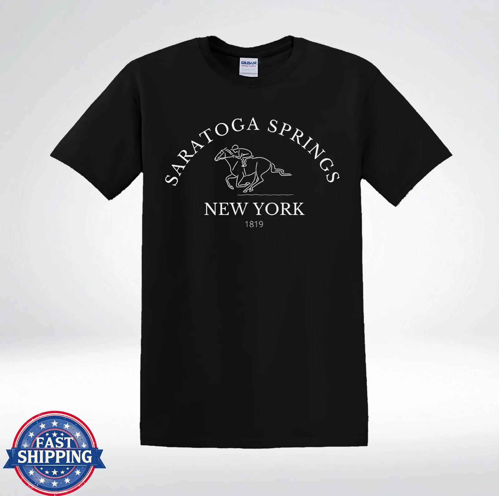 Saratoga Springs New York 1819 Horse Racing Vintage Graphic T-Shirt