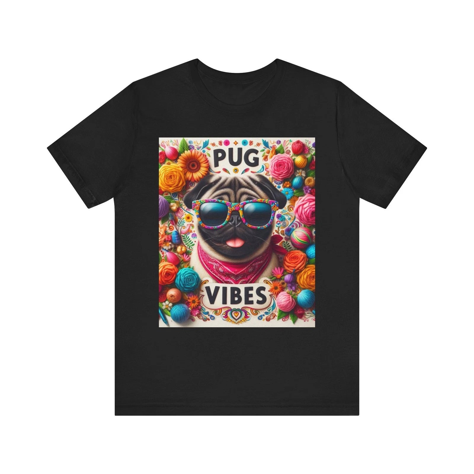 Pug Vibes Tee, Dog Lover Shirt, Animal Graphic Tee, Cute Puppy Shirt, Unisex