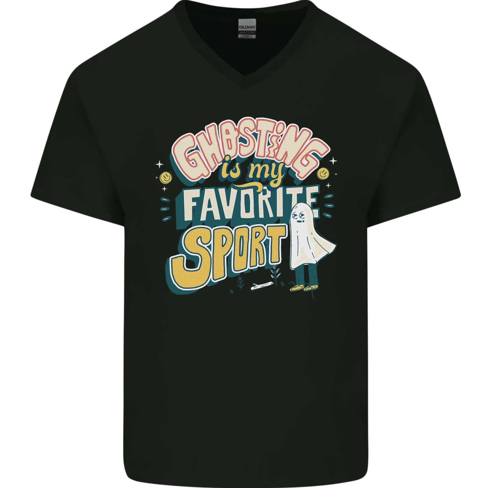 Ghosting Sport Funny Anti Valentines Day Mens V-Neck Cotton T-Shirt