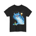 Cute Funny Cat Cotton T Shirt Women Men XL Black Real Art Print All Sizes