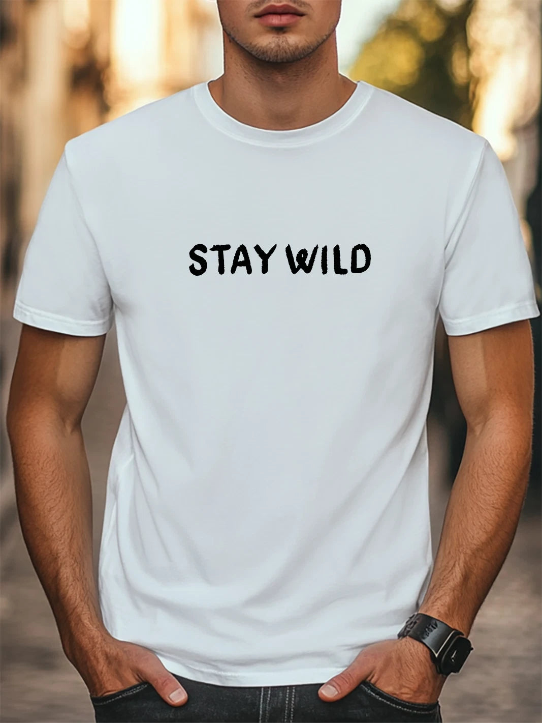 Stay Wild Graphic Slogan Unisex Women Men T-Shirt Trendy Tee Causal Tee