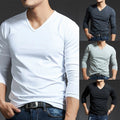 Trendy Men's Activewear Tee V Neck Blouse with Long Sleeves for a Stylish Look