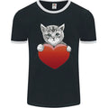A Cute Cat With a Heart Love Valentines Day Mens Ringer T-Shirt FotL