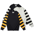 Mens Striped T-shirts 280G Heavy Cotton Long Sleeve Motorcycle Shirts Casual Hot