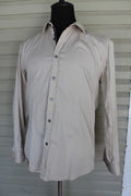 QU 27) SIZE L TAROCASH SLIM FIT BEIGE BUTTON COLLAR DRESS BUSINESS SHIRT MENS