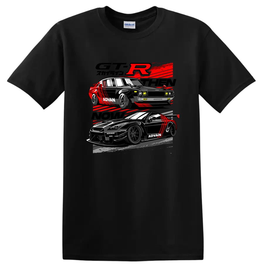 Classic Car Racing T Shirt Retro Style Black and Red Graphics Racing Tee