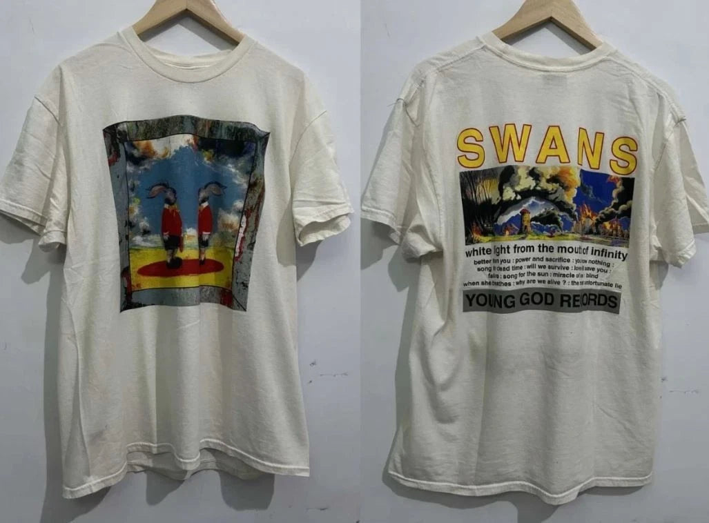 2 Sided Swans Band Ablum Tour Cotton T-Shirt Full Size WHITE