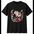 Double Exposure Roborovski Hamster with Roses Cute Mens T-Shirt Black Adorable