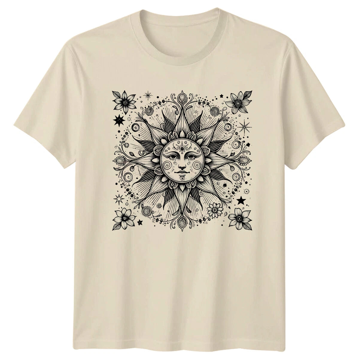Celestial Sun Face Magic T-Shirt Spiritual Boho Graphic Tee