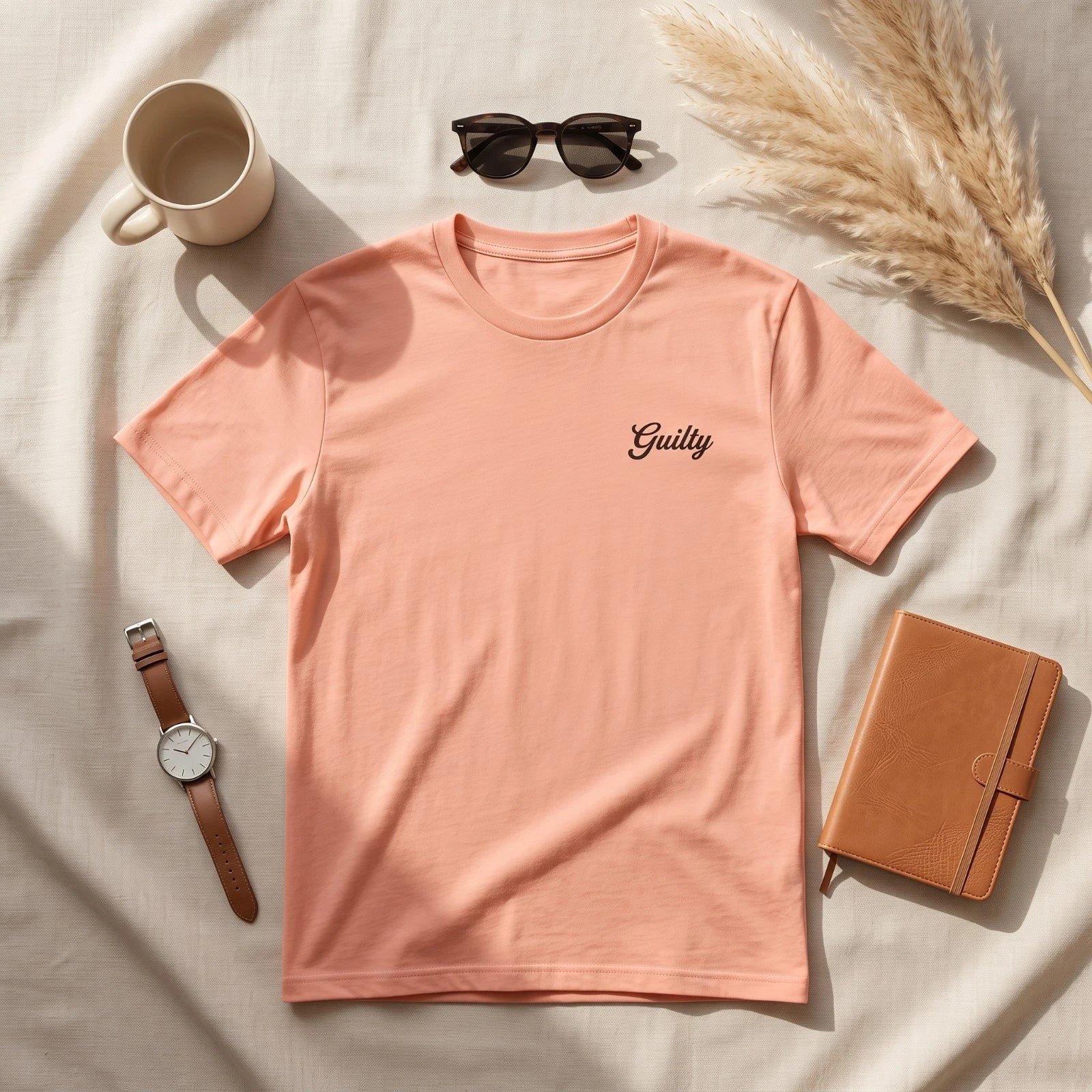 GUILTY Embroidered T-Shirt Men's Premium Cotton Streetwear Graphic Tee Soft