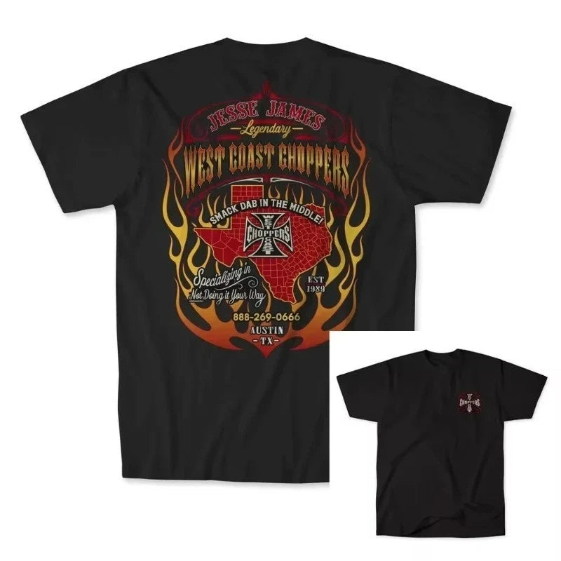 West Coast Choppers Black T Shirt with Cross detail, USA Paul Walker inspired