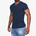 Elastic Fabric Men's T-shirt Slim Fit T-shirt Moderate Elasticity Regular Length