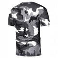 Mens Daily Wear Gray Camouflage Loose Fit Short Sleeve Round Neck T Shirt