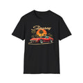 Classic Corvette Stingray TShirt Red C3 Muscle Car Sunset Palm Trees Graphic Tee
