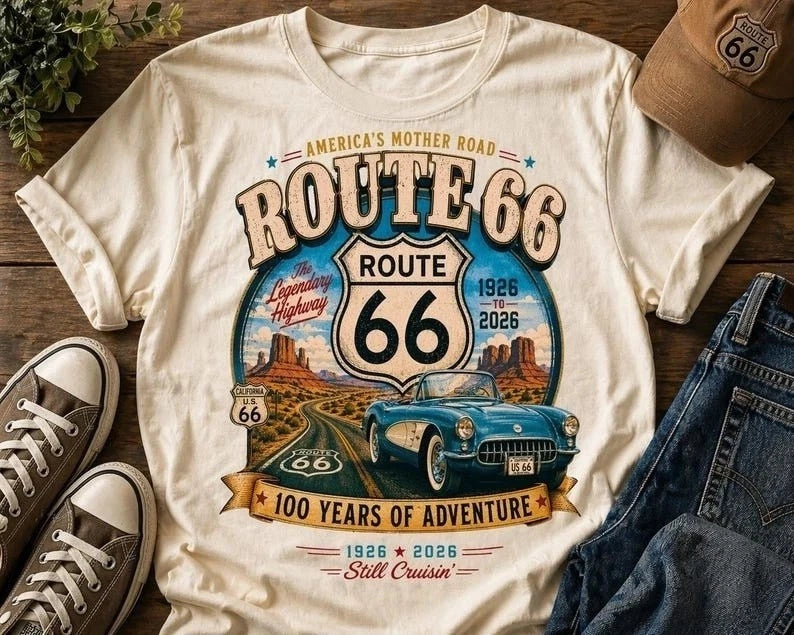 Vintage Route 66 Centennial New Mexico T Shirt 100 Years Adventure Tee