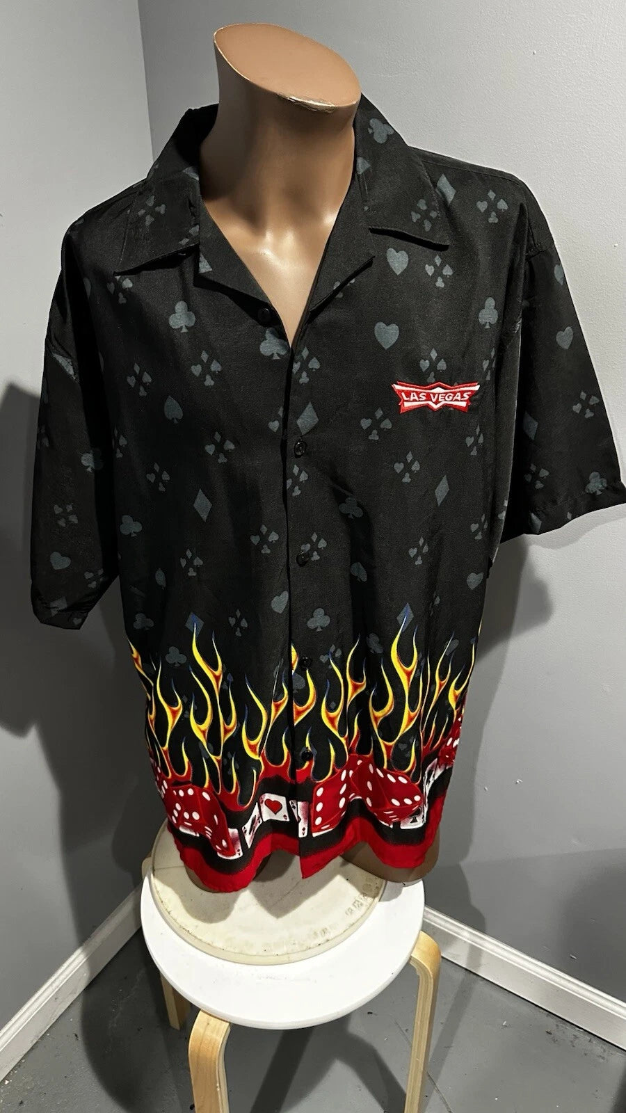 Y2K Discount Custom Apparel Shirt Mens XL Las Vegas Gambling Dice Fire 🔥