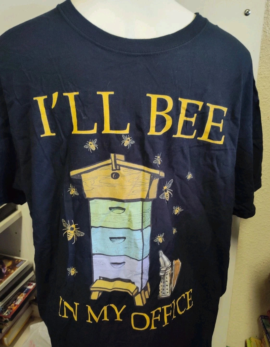 Beekeeper T-shirt I'll Bee Hive In My Office  T-shirt XL BLACK Fruit of the Loom