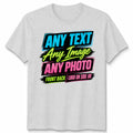 Personalised Unisex T Shirt Custom Print With Any Text And Photo Design Your Own