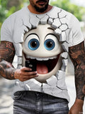 Men Hip Hop Smiley Face 3D Print Oversized T Shirt Streetwear UK
