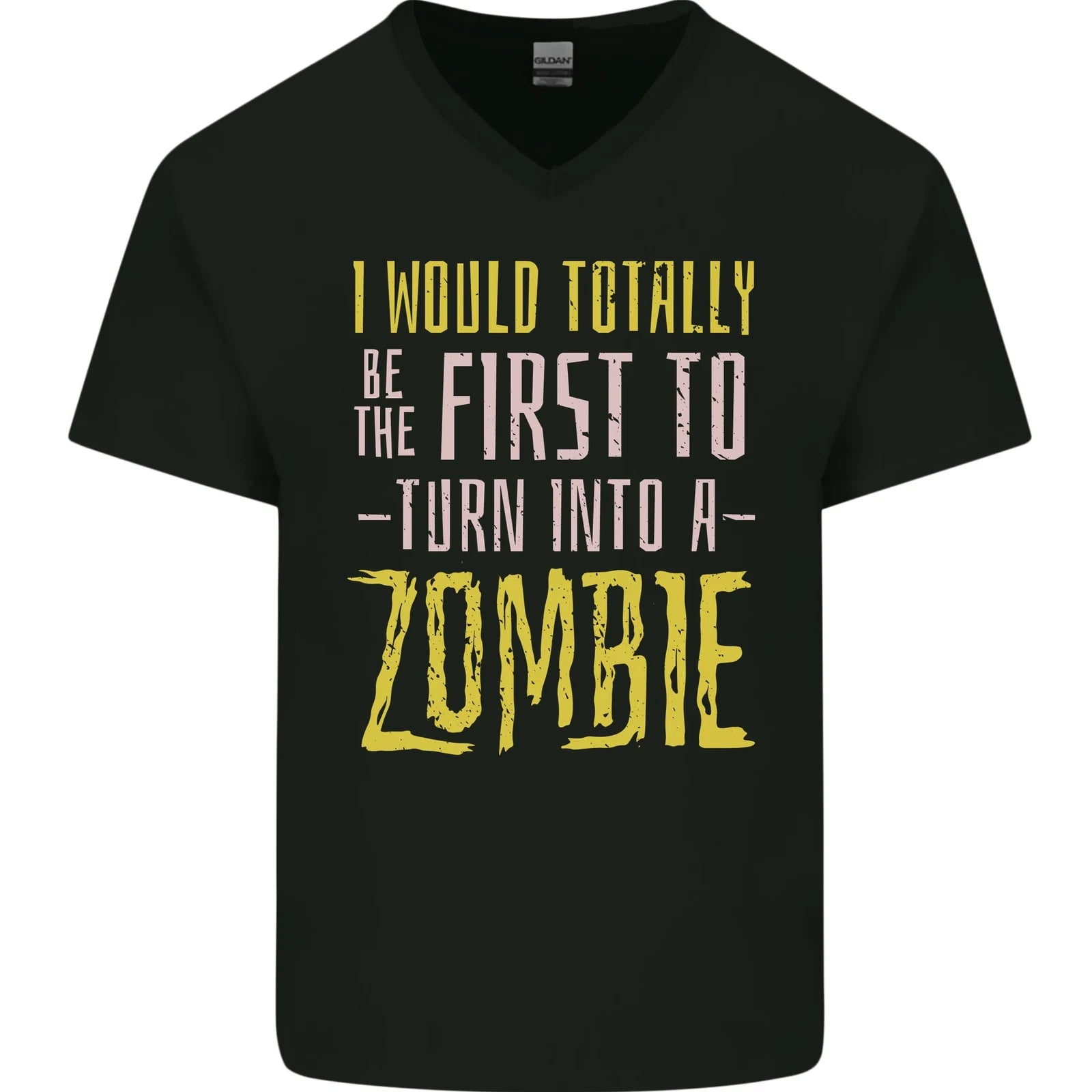Zombie Apocalypse Funny Halloween Quote Mens V-Neck Cotton T-Shirt