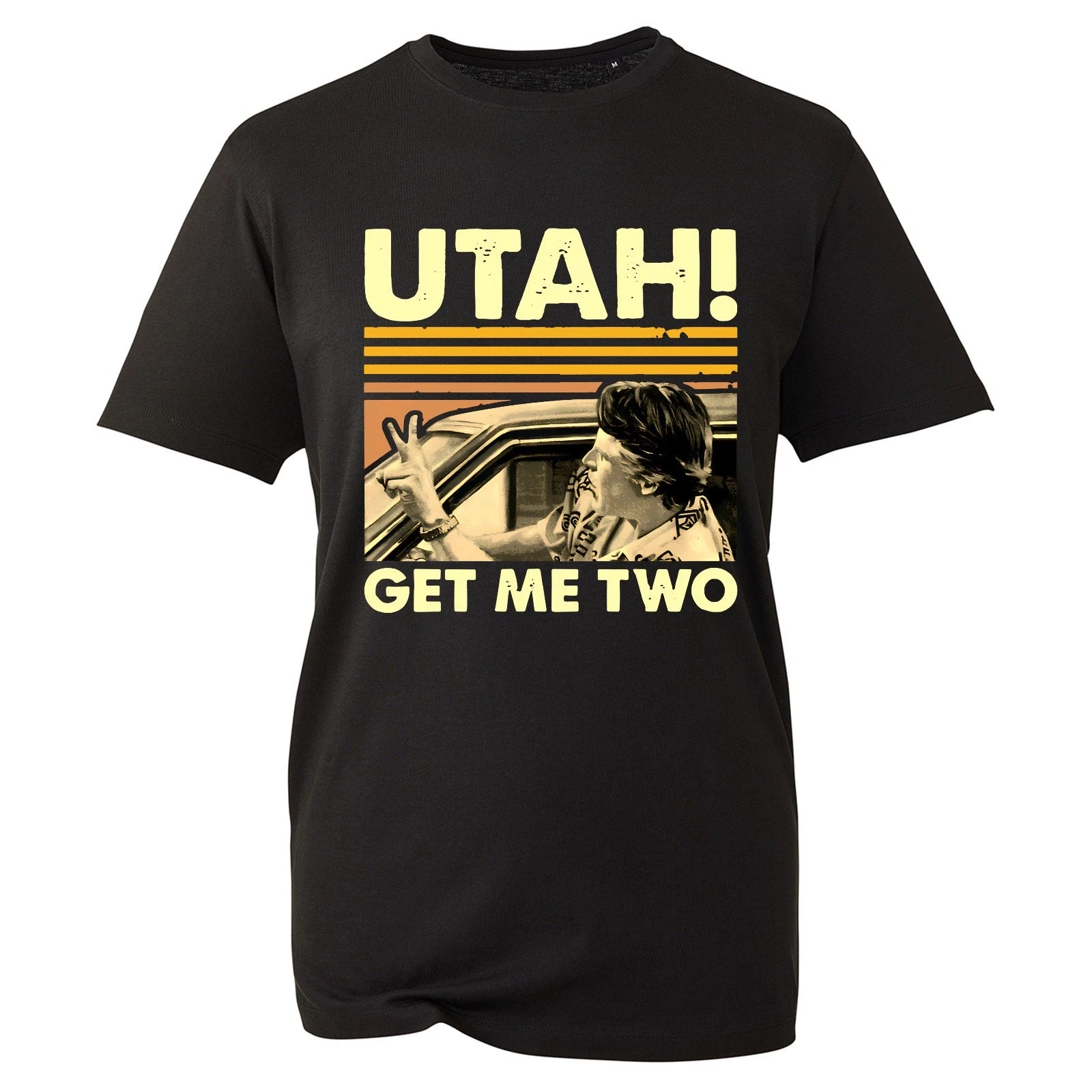 Utah Get Me Two Funny Quote Shirt Retro Sunrise Graphic Tee Men Black XL T-Top