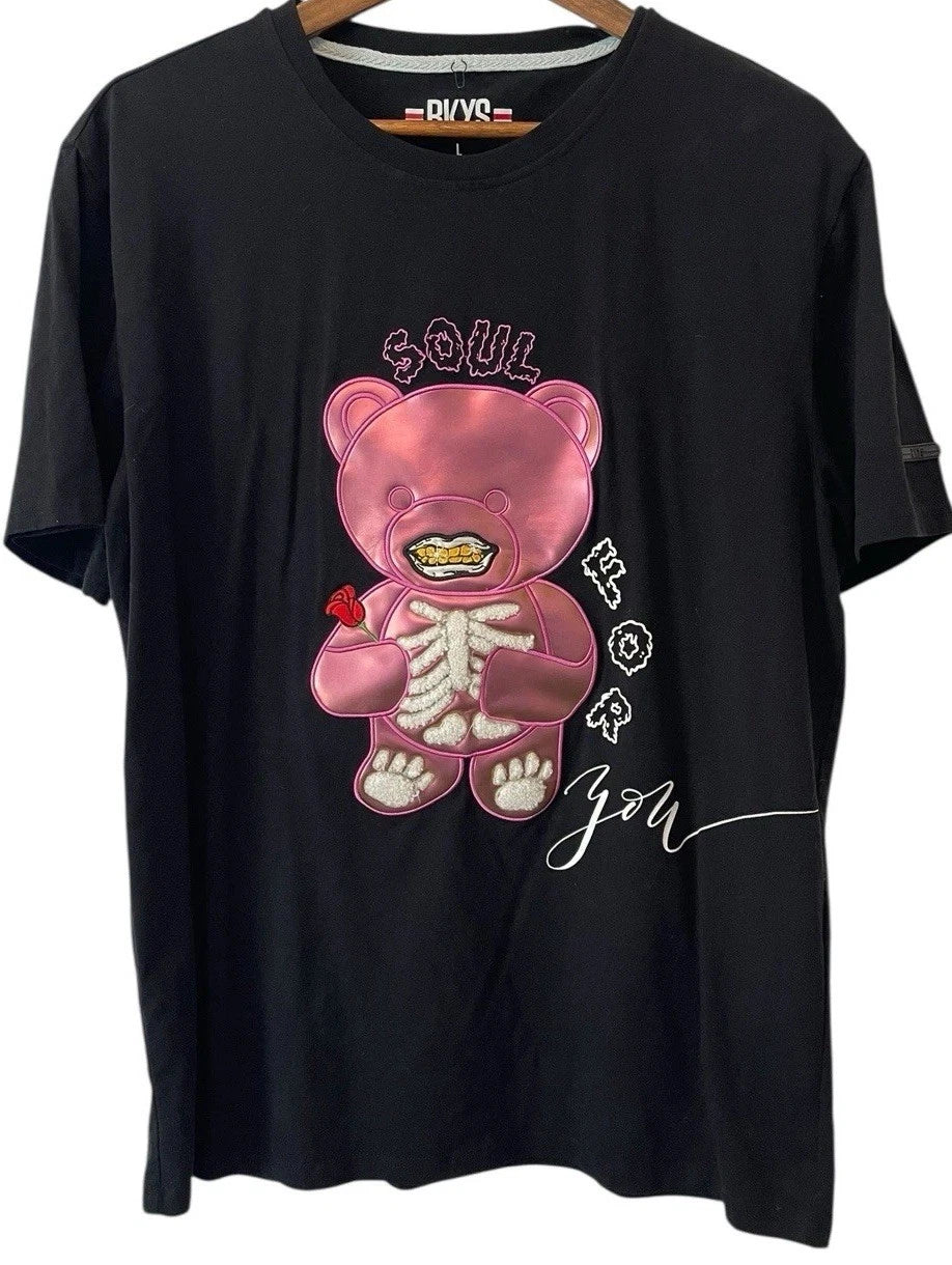 Men’s BKYS Grumpy Bear T-shirt Size L Streetwear  Graphic Novelty Colorful