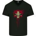 Swiss Skull Gym Training Bodybuilding Mens V-Neck Cotton T-Shirt