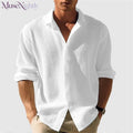 Men's Waffle Shirt Casual Slim Shirts Long Sleeve Button Down Tops Blouse