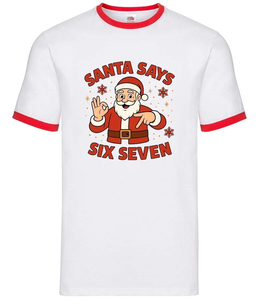 Santa Dice Six Seven 6-7 - Men's Ringer - Six Seven Memes Brainrot Funny 6 7