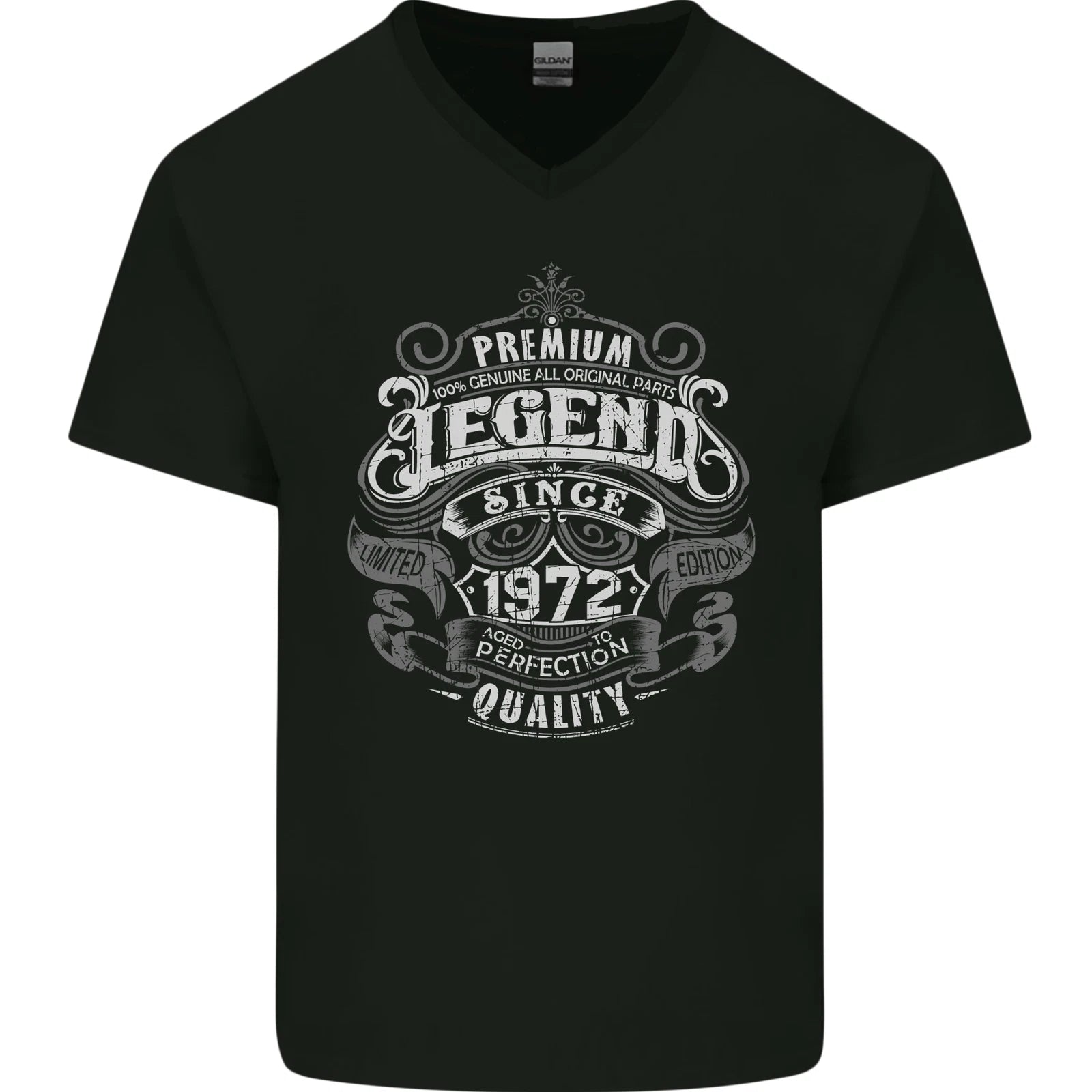 Premium Legend 54th Birthday 1972 Mens V-Neck Cotton T-Shirt
