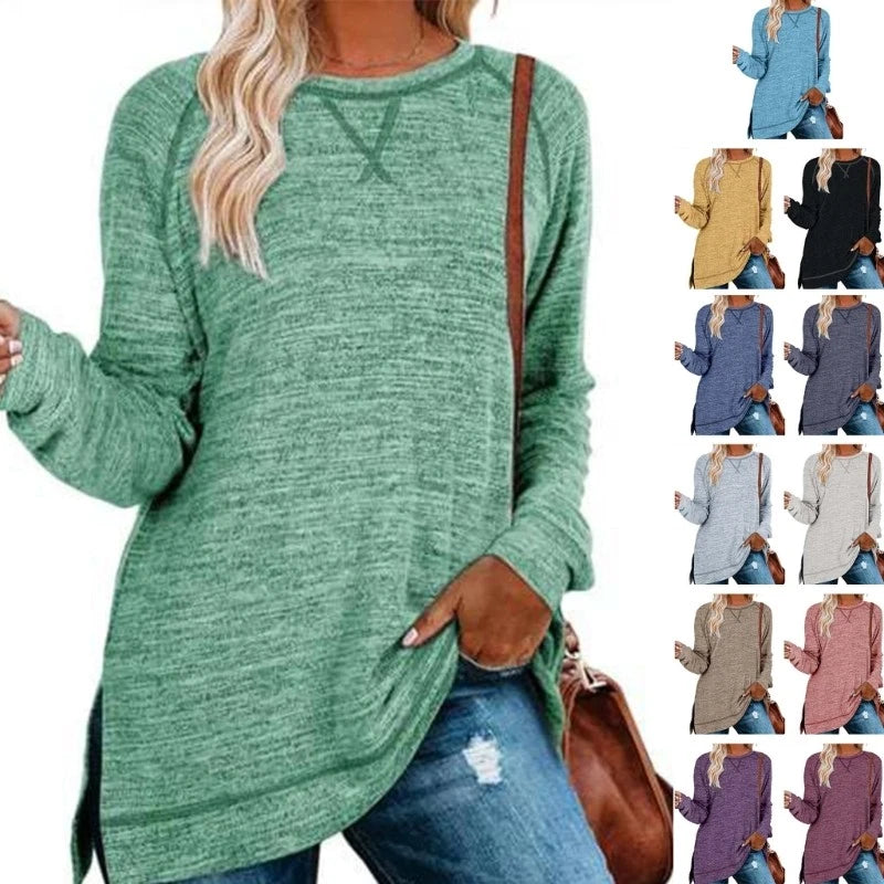 Casual Contrast Panel Oversized Long Sleeve Breathable Polyester Shirt Top