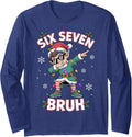 Dabbing Elf Six Seven Bruh Christmas 67 Meme Xmas Fun Long Sleeve T-Shirt