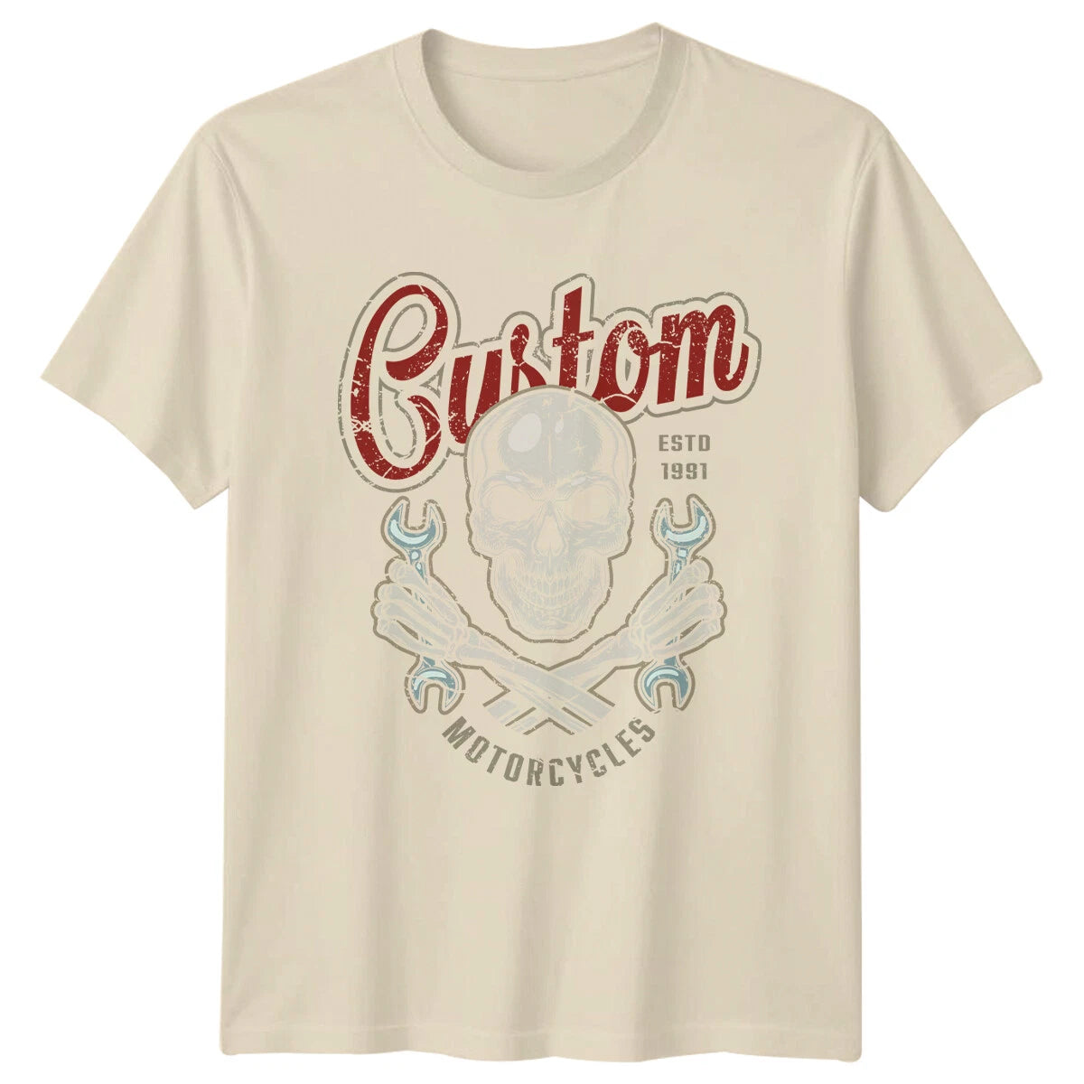 Custom Motorcycles Skull Estd 1991 Mens T-Shirt Womens Tee Graphic Unisex Top