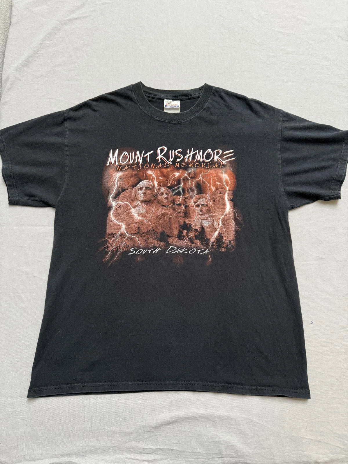 Y2K Mount Rushmore T-shirt Lightning Bolt Storm Tee - L