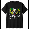 Anime Puppy with Mushrooms Dog Cute Mens T-Shirt Black 100% Cotton Kawaii Adults