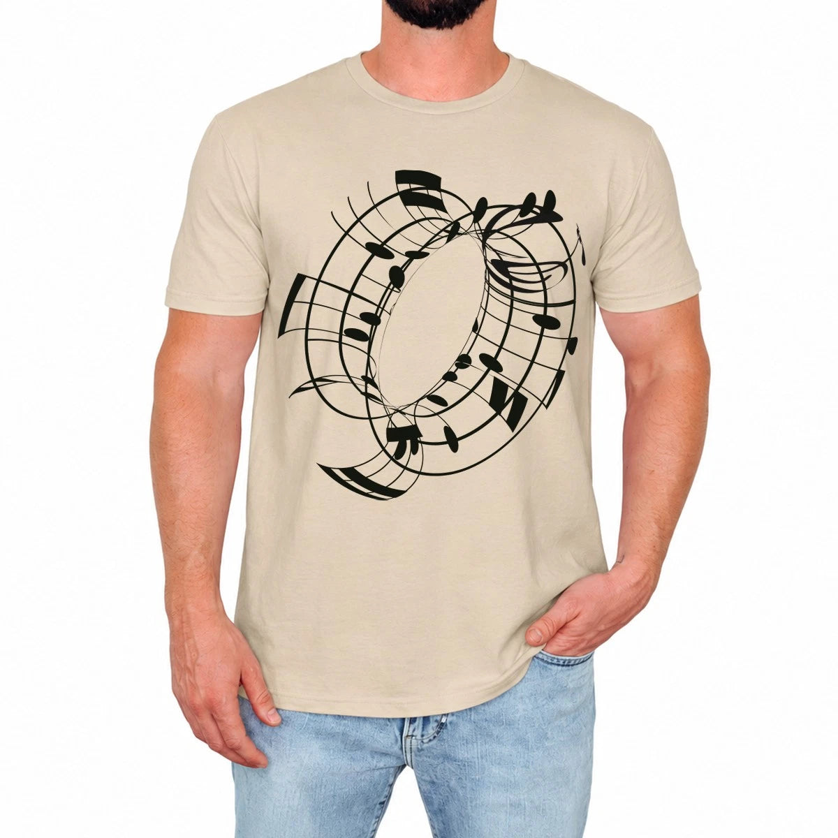 Musical Notes Mens T-Shirt Creative Music Lover Funny Retro Birthday Gift