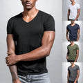 Men's Short Sleeve V Neck Muscle T Shirt - Polyester Fitness Training Top