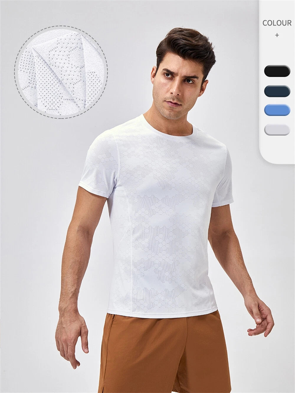 Men's Sports Short Sleeve T-Shirt Quick Dry Round Neck Shirts