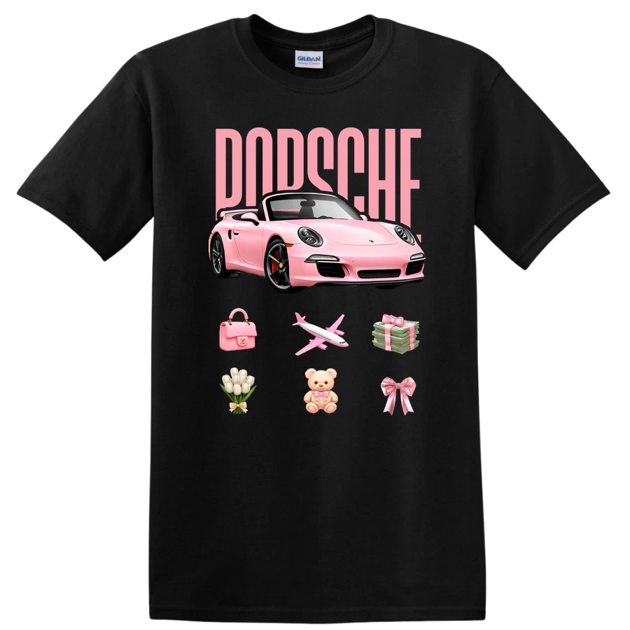 Pink Sports Car Graphic T Shirt Cute Graphic Tee Fashionable Fun Design