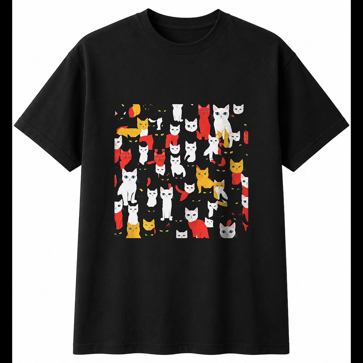 Anime Kitten Portrait Cat Cute Mens T-Shirt Black 100% Cotton Unisex Adorable