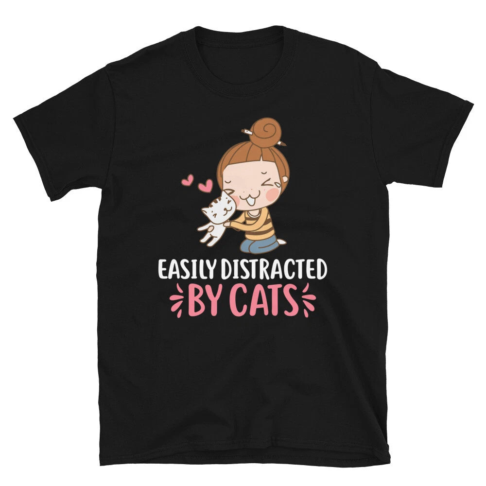 Distracted By Cats Cute Cat Funny Animal Kitty Cats T-Shirt