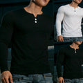 Men's Slim Fit V Neck Long Sleeve T-Shirt Solid Color Casual Top All Season