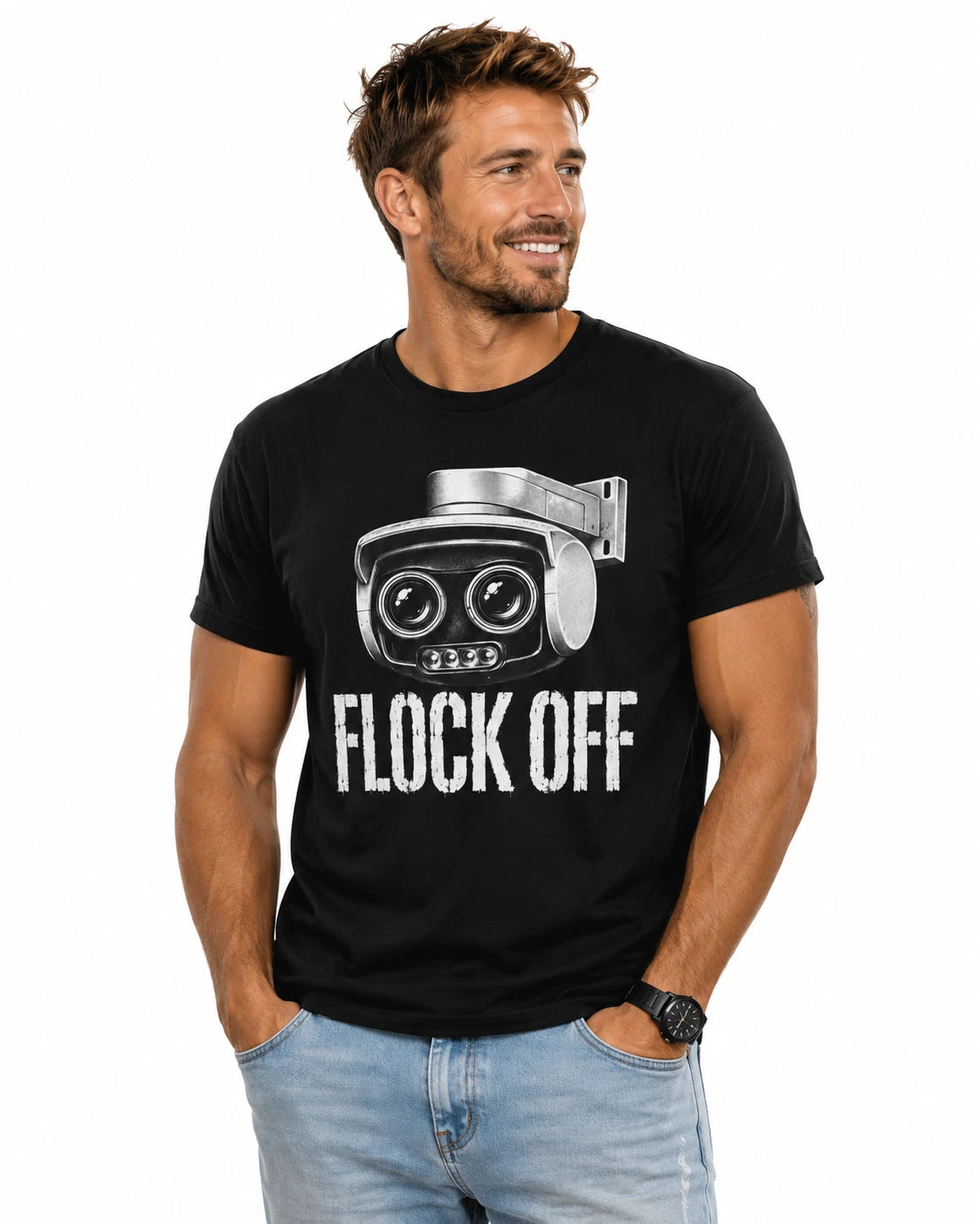 Flock Off Cameras T-Shirt | Anti Surveillance Graphic Tee Streetwear Funny