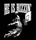 He Is Rizzin' basketball Jesus shirt Trendy Religious Easter Rizz cool dunk Lord