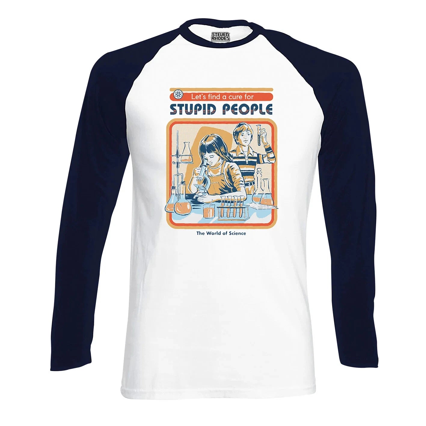 Steven Rhodes - Cure for Stupid People - Long Sleeve Baseball T-shirt in 4 sizes