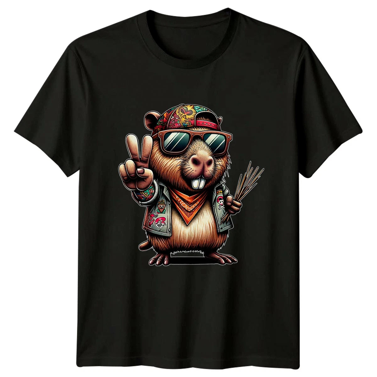 Capybara Peace Sign T-Shirt Trendy Animal Capybara Birthday Gift For Him And Her