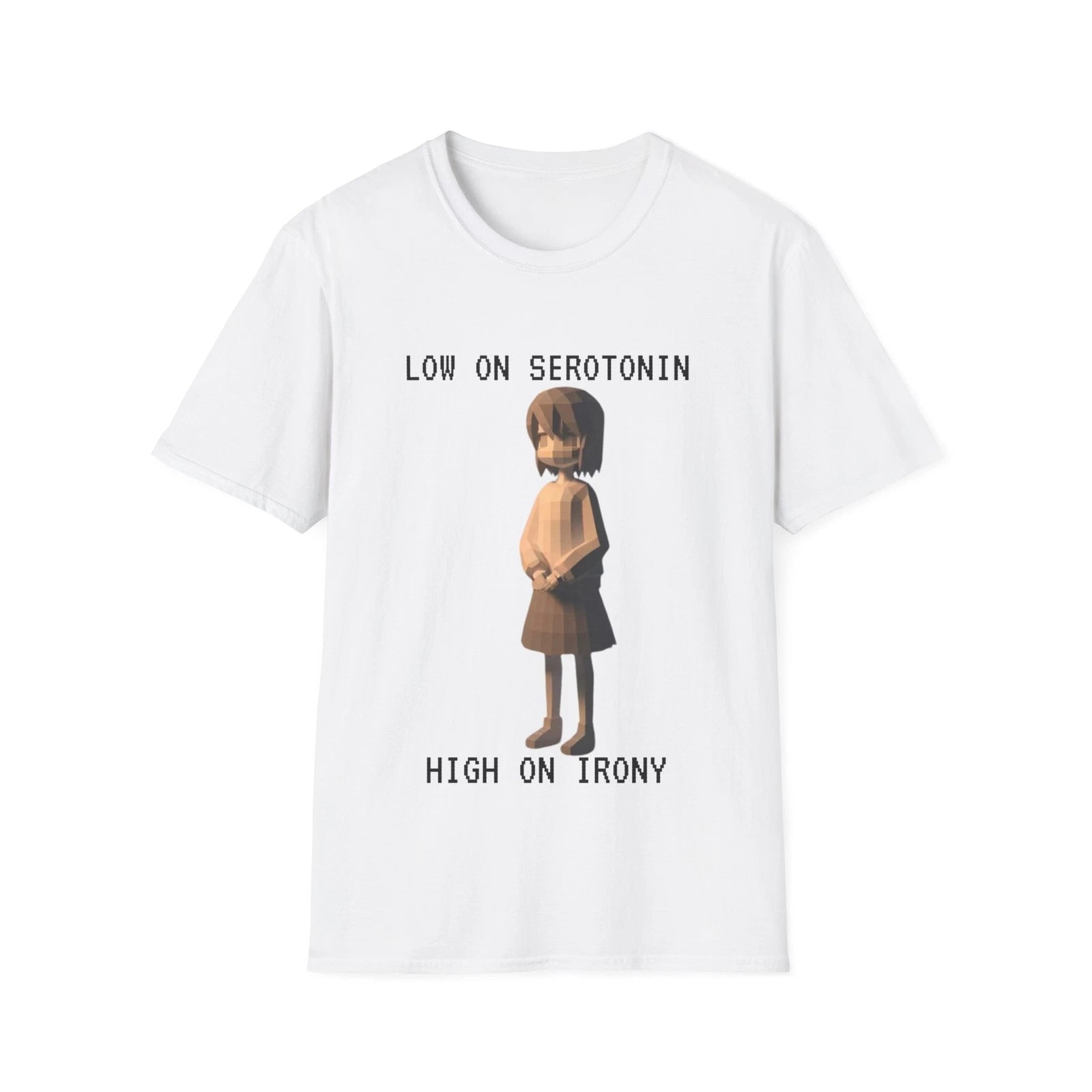 Retro Anime Serotonin Irony Tee - Vintage, Humorous, Soft Cotton, Graphic Tee