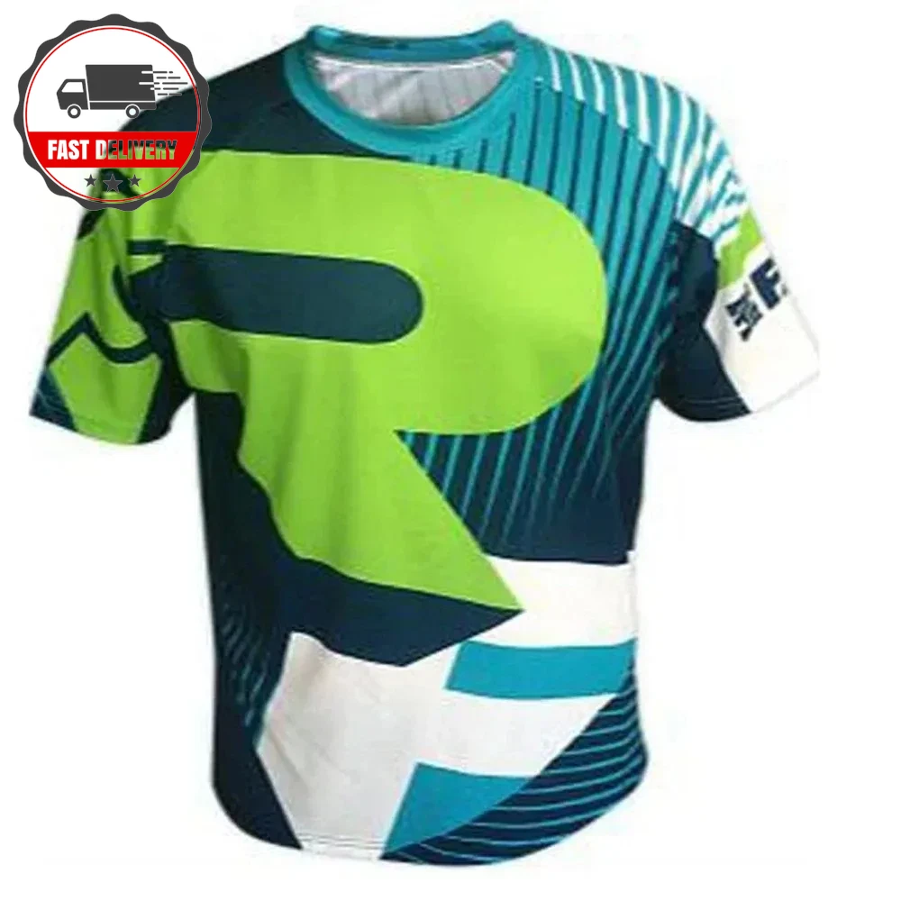 Mens MTB Cycling Jersey Short Sleeve Downhill Motocross Shirt Breathable Top UK
