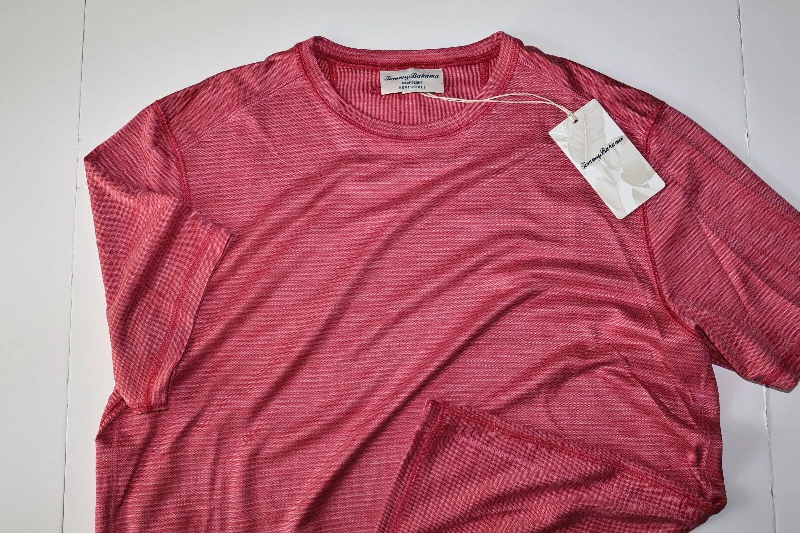 Tommy Bahama Flip Isles Tee Shirt Reversible Crew Simmer Pink SS New Medium M