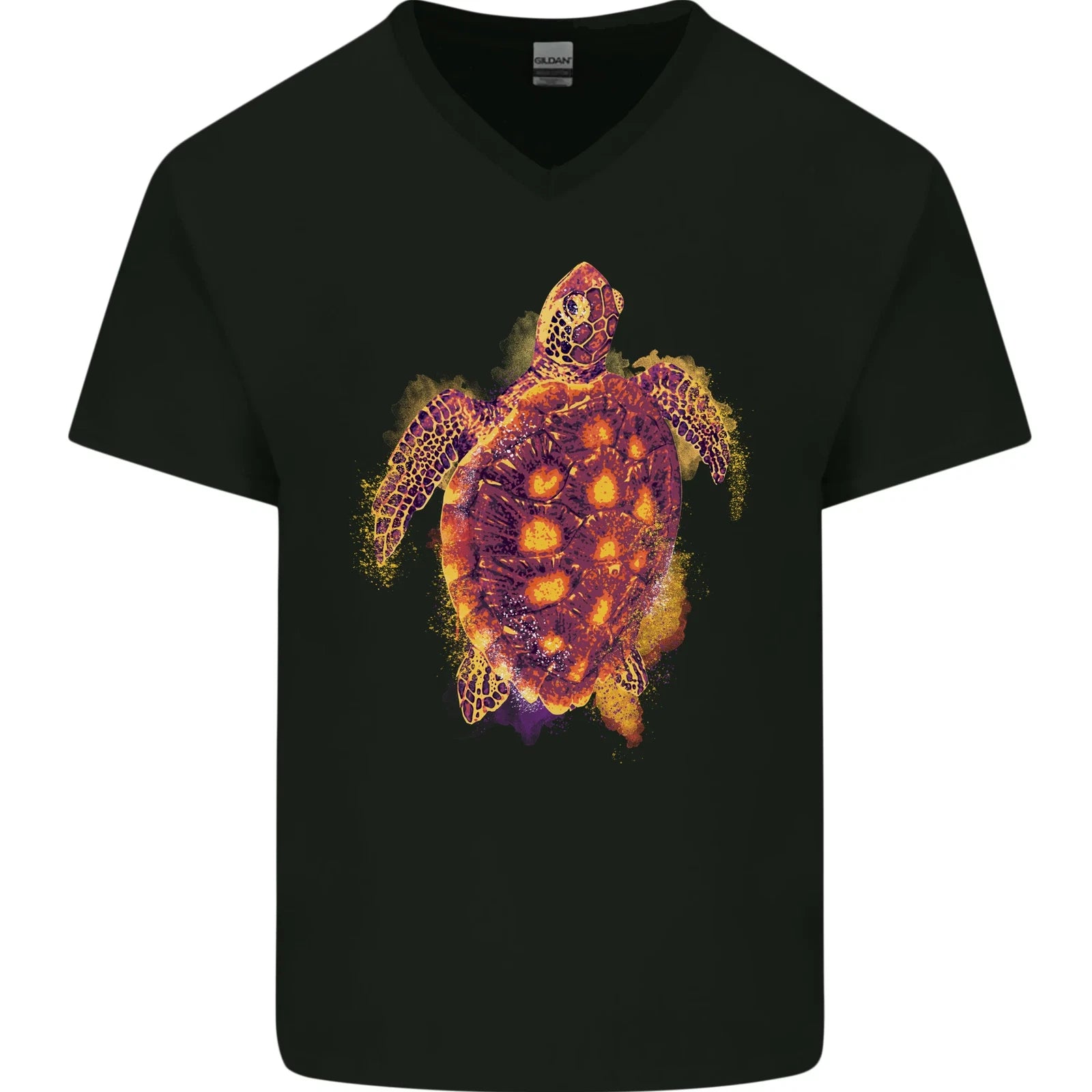 A Watercolour Turtle Mens V-Neck Cotton T-Shirt